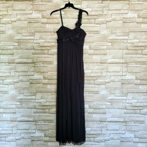 City Triangles long black 1-shoulder dress, size 9